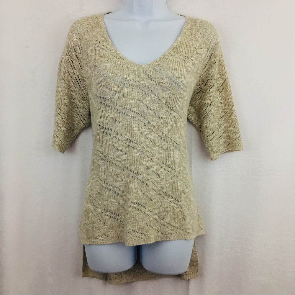 Eileen Fisher Short Sleeve Sweater Cream Medium
